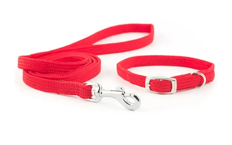 Soft Bite Softweave Collar and Lead Red